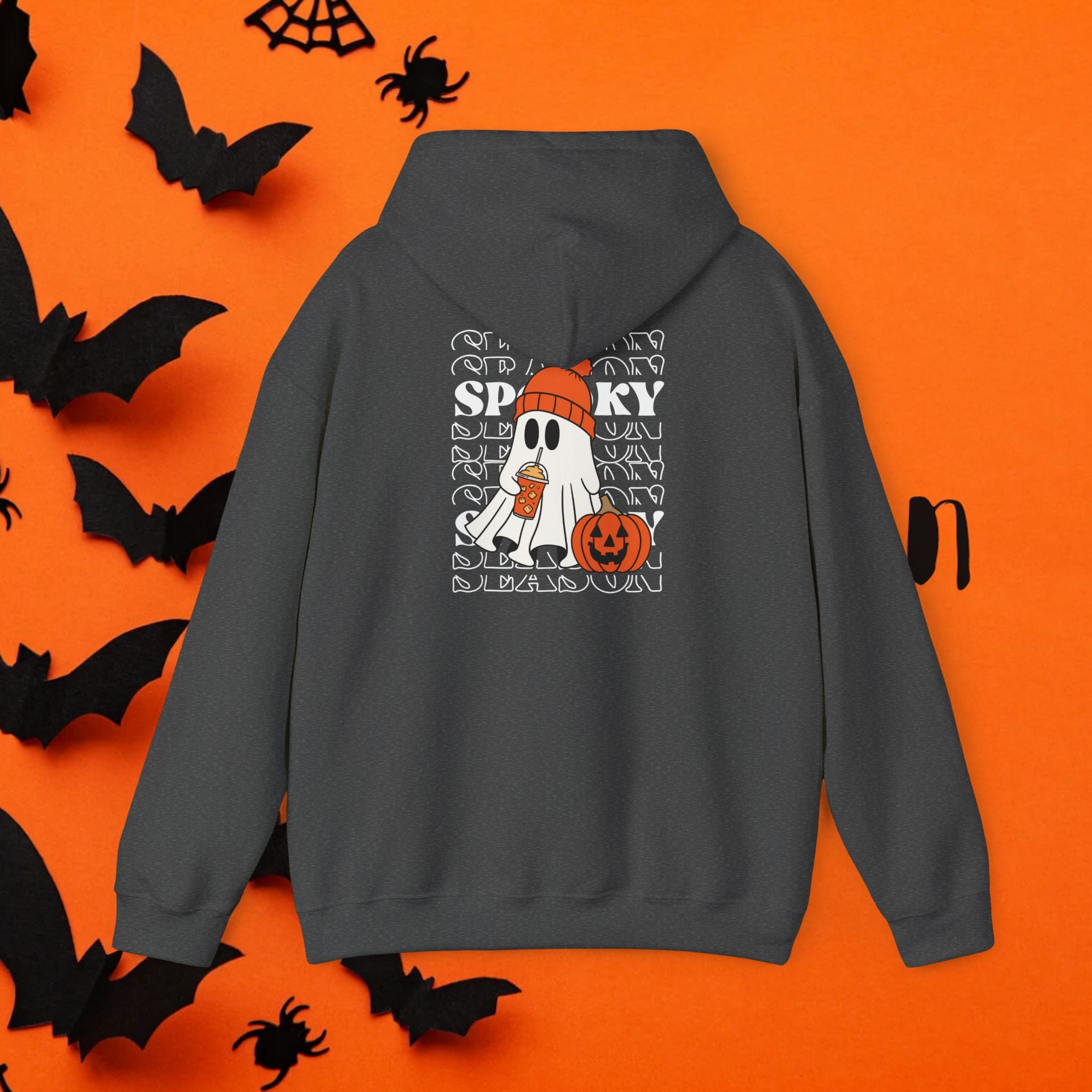 Cozy Ghost-Themed Hoodie for Halloween, Trendy Sweatshirt, Fall Fashion, Trick-or-Treat Wear, Unisex Halloween Apparel