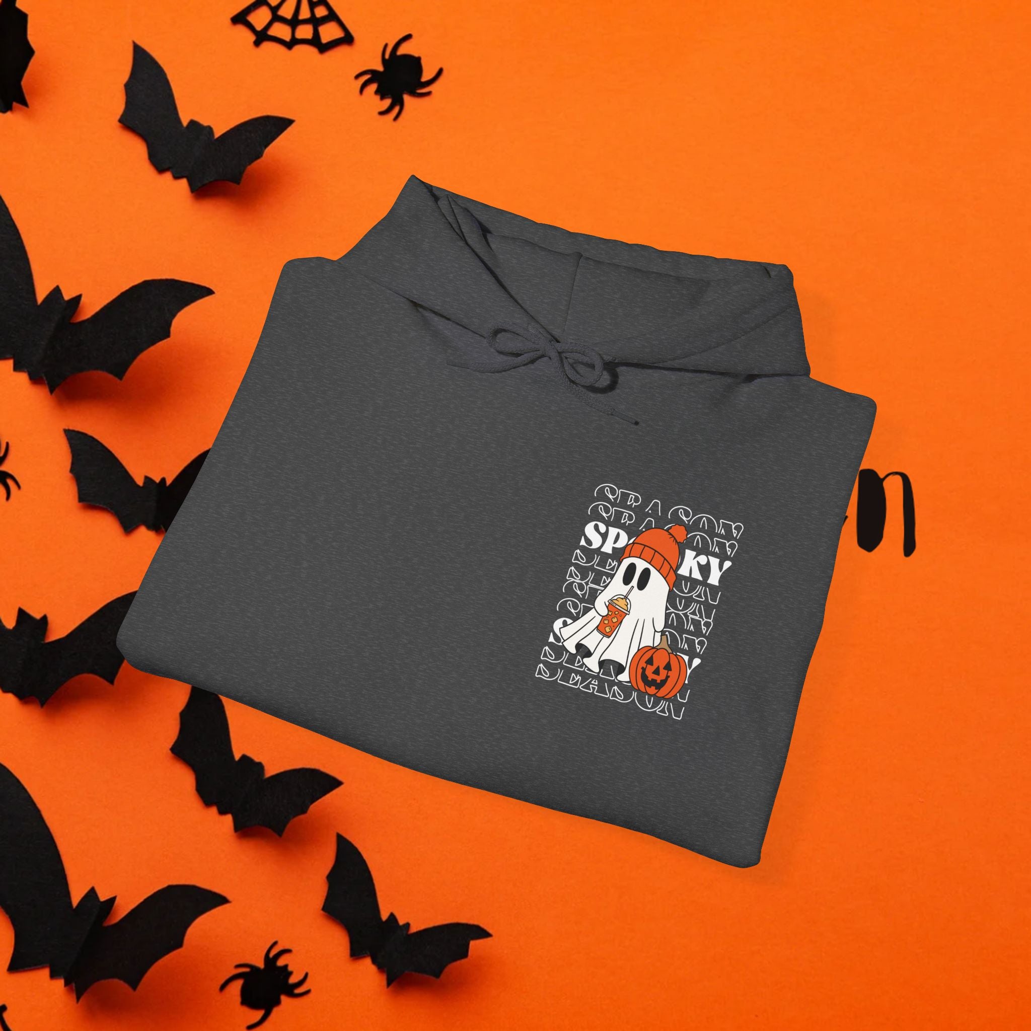 Cozy Ghost-Themed Hoodie for Halloween, Trendy Sweatshirt, Fall Fashion, Trick-or-Treat Wear, Unisex Halloween Apparel