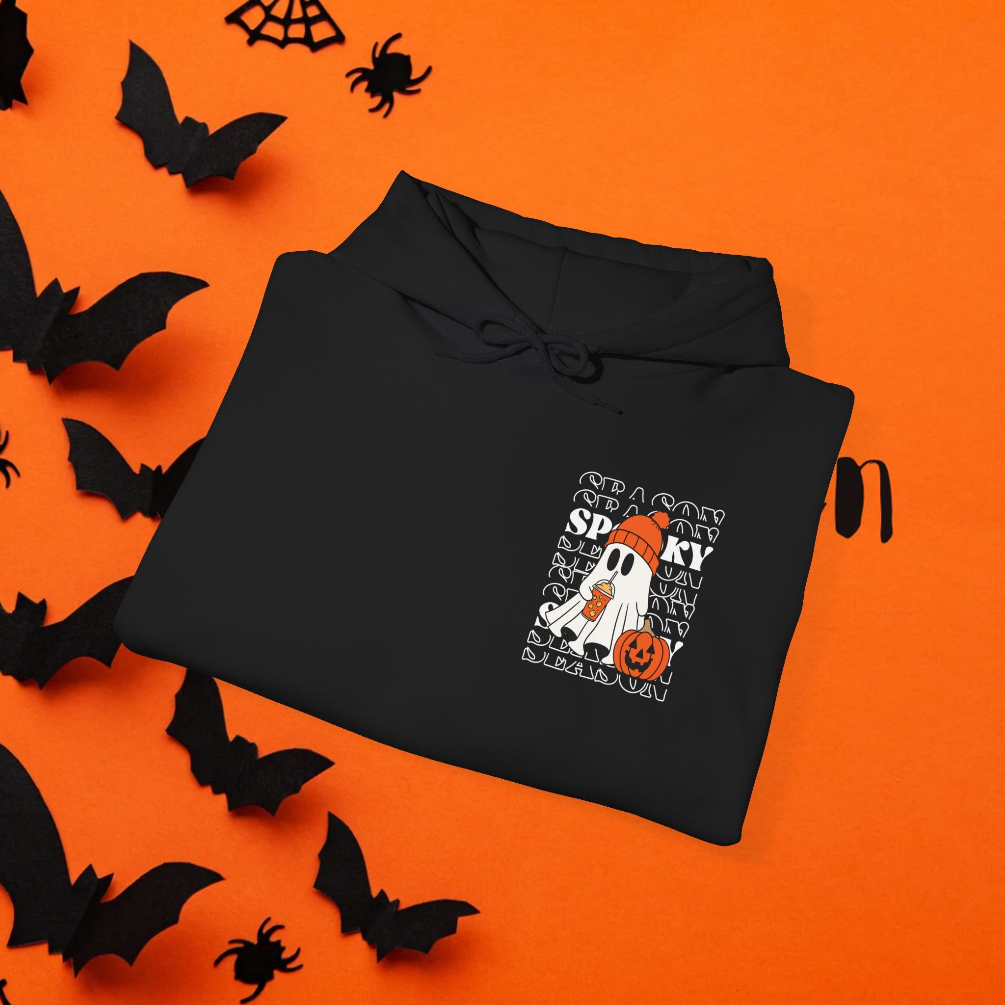 Cozy Ghost-Themed Hoodie for Halloween, Trendy Sweatshirt, Fall Fashion, Trick-or-Treat Wear, Unisex Halloween Apparel