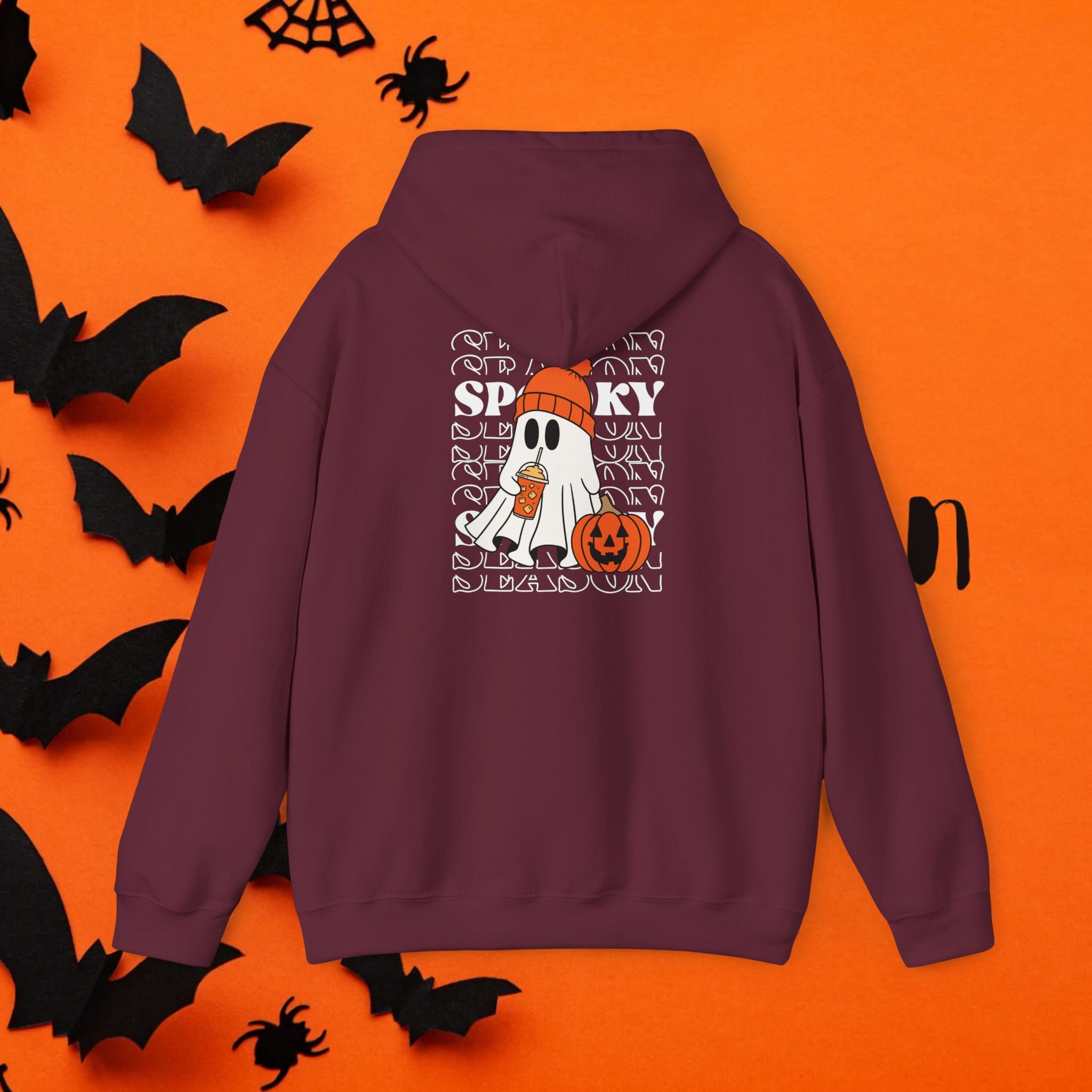 Cozy Ghost-Themed Hoodie for Halloween, Trendy Sweatshirt, Fall Fashion, Trick-or-Treat Wear, Unisex Halloween Apparel