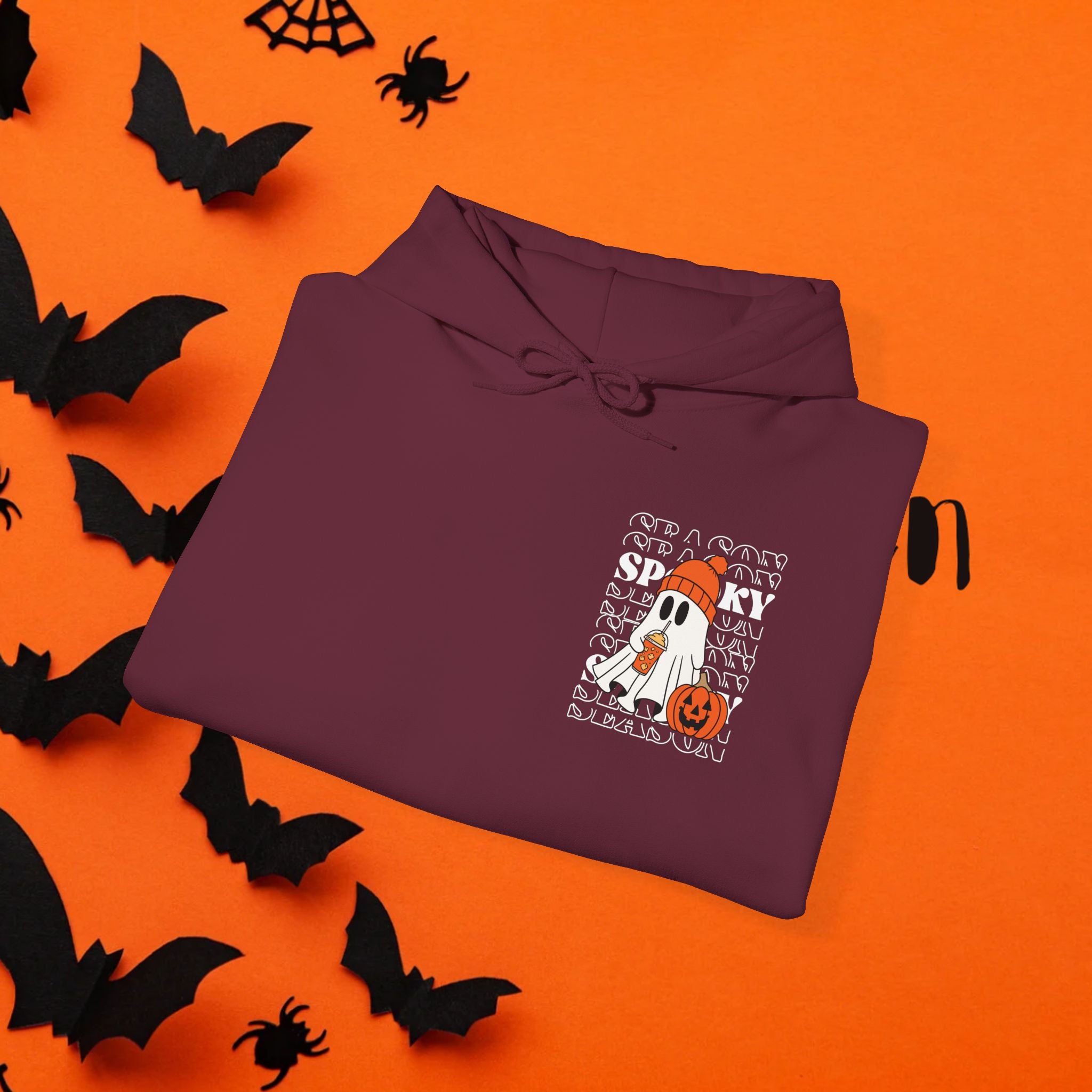 Cozy Ghost-Themed Hoodie for Halloween, Trendy Sweatshirt, Fall Fashion, Trick-or-Treat Wear, Unisex Halloween Apparel