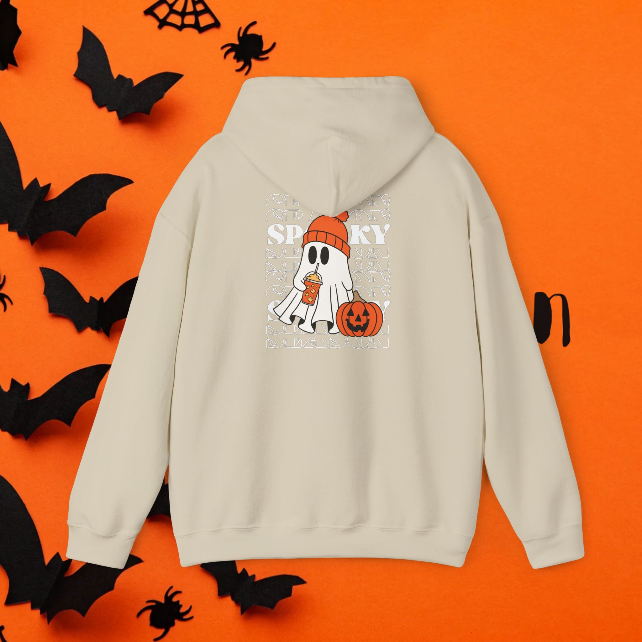 Cozy Ghost-Themed Hoodie for Halloween, Trendy Sweatshirt, Fall Fashion, Trick-or-Treat Wear, Unisex Halloween Apparel