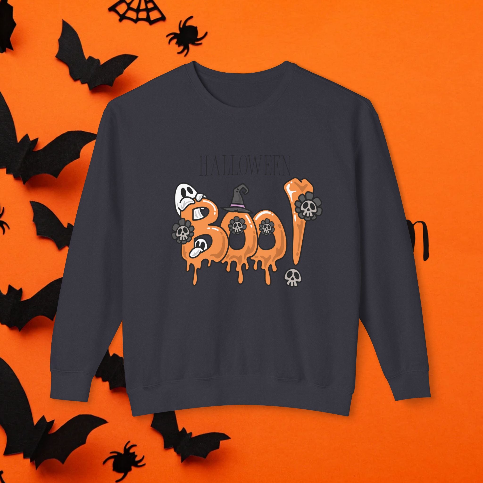 Halloween Boo Crewneck Sweatshirt Unisex Leichtes Sweatshirt für den Herbst