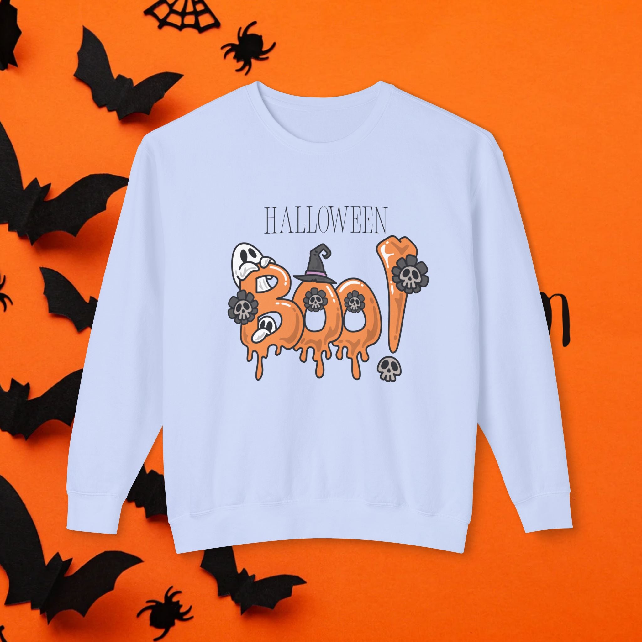 Halloween Boo Crewneck Sweatshirt Unisex Leichtes Sweatshirt für den Herbst