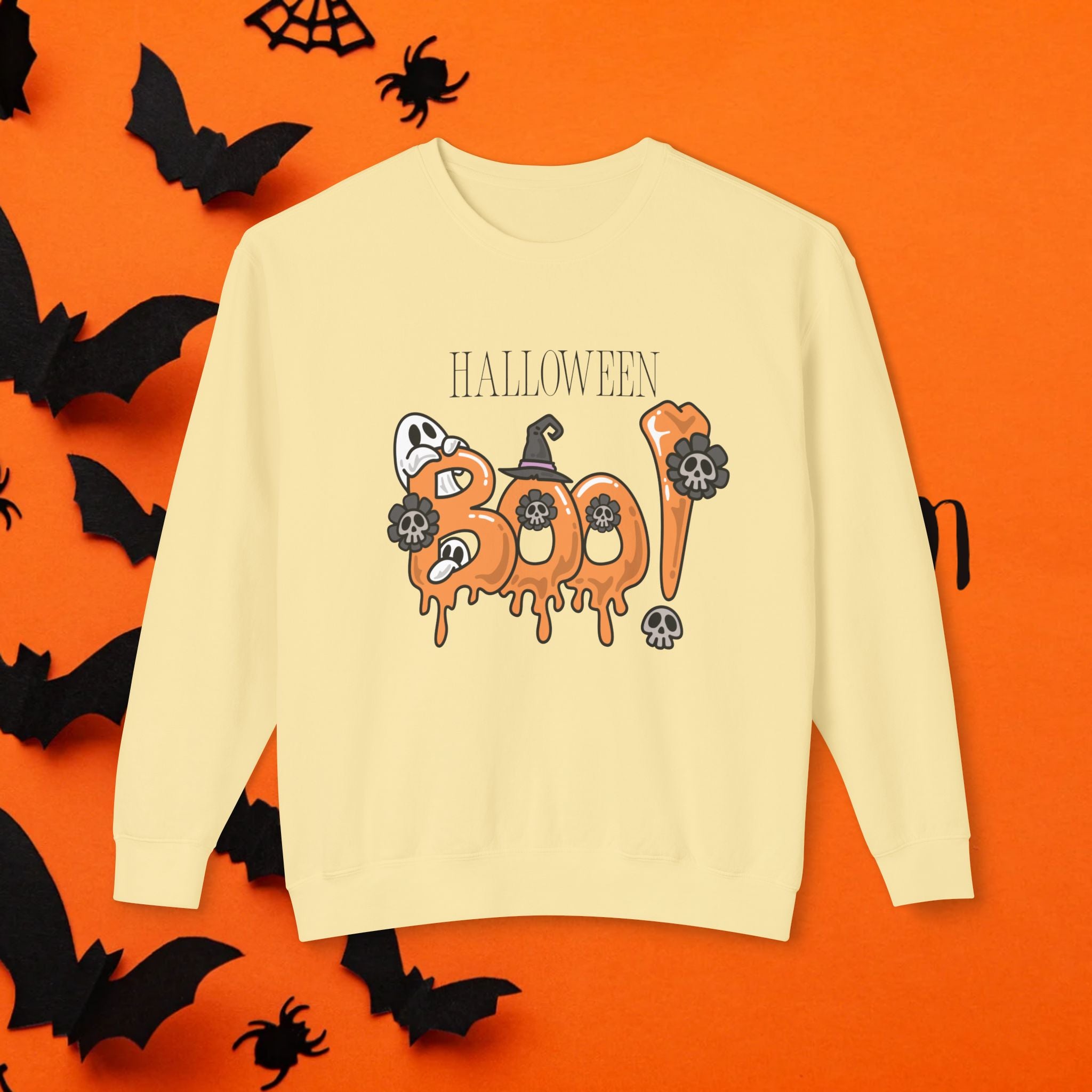 Halloween Boo Crewneck Sweatshirt Unisex Leichtes Sweatshirt für den Herbst
