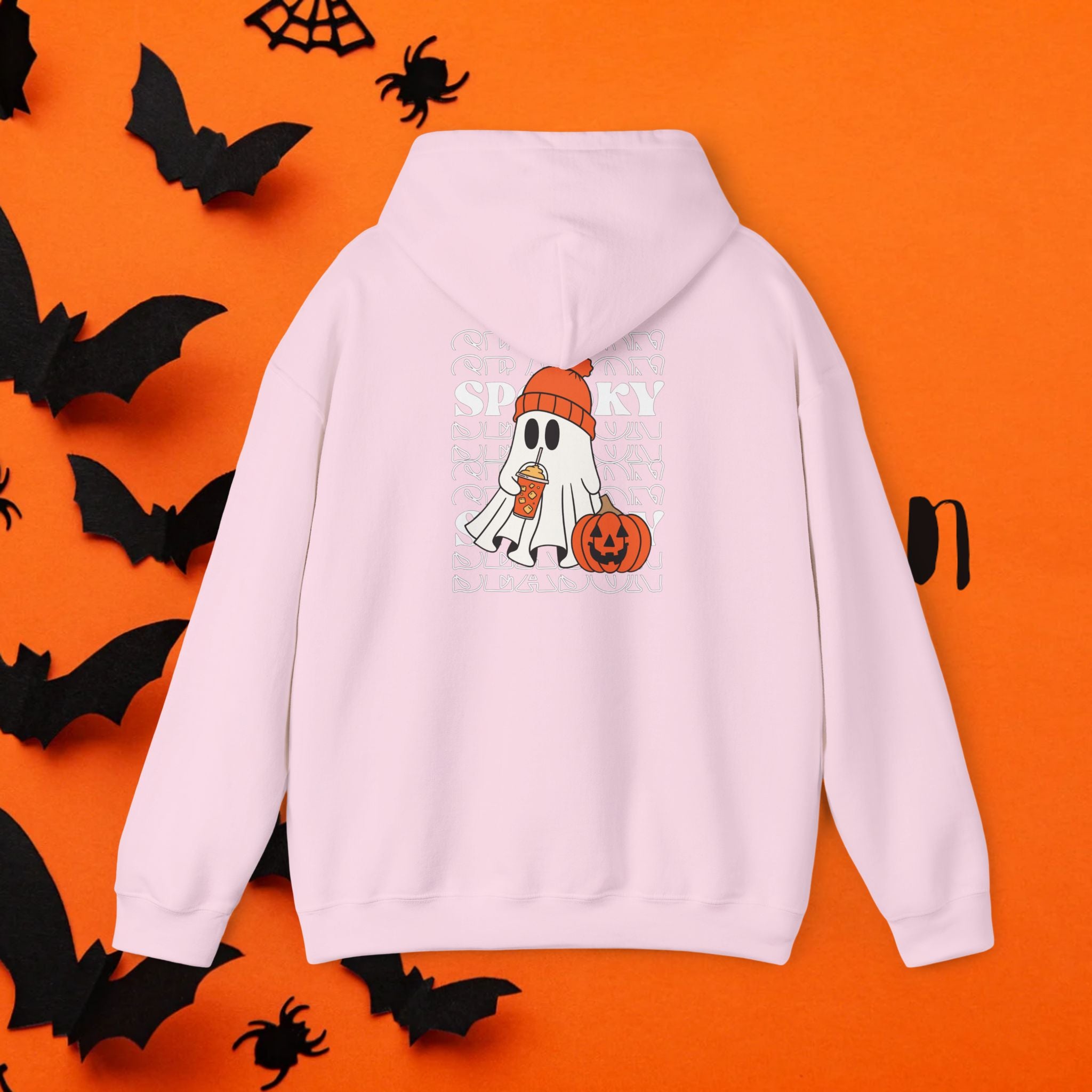 Cozy Ghost-Themed Hoodie for Halloween, Trendy Sweatshirt, Fall Fashion, Trick-or-Treat Wear, Unisex Halloween Apparel
