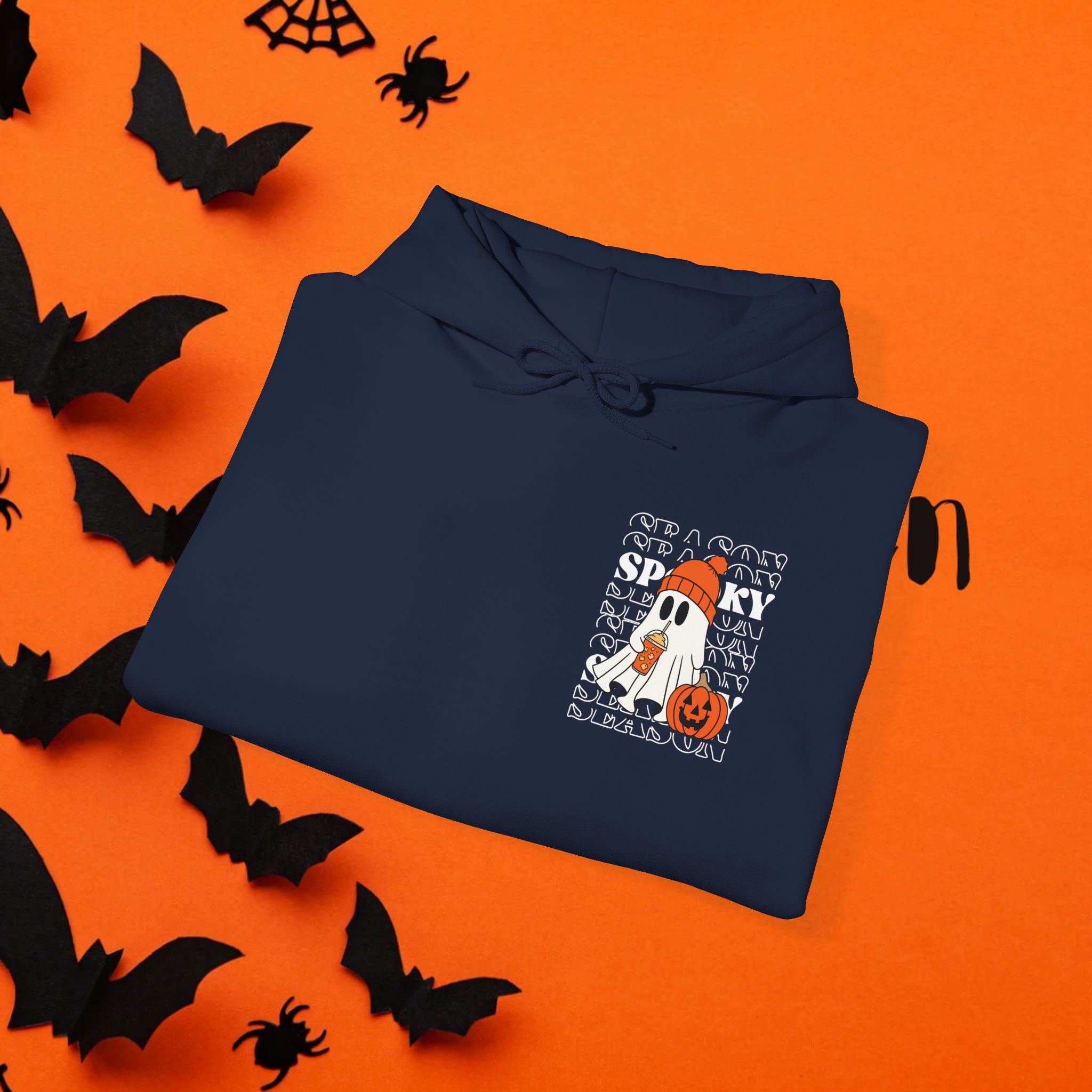 Cozy Ghost-Themed Hoodie for Halloween, Trendy Sweatshirt, Fall Fashion, Trick-or-Treat Wear, Unisex Halloween Apparel
