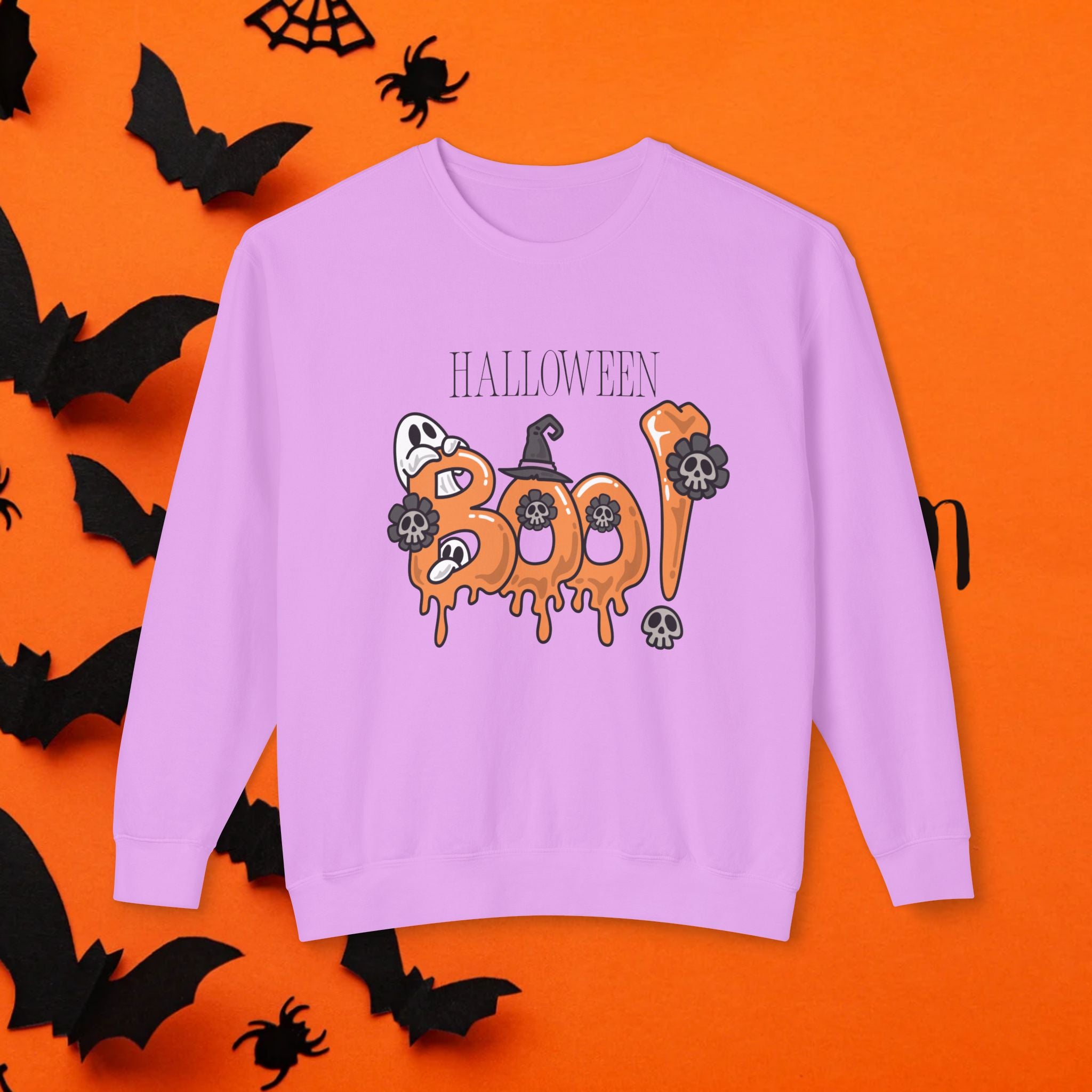 Halloween Boo Crewneck Sweatshirt Unisex Leichtes Sweatshirt für den Herbst