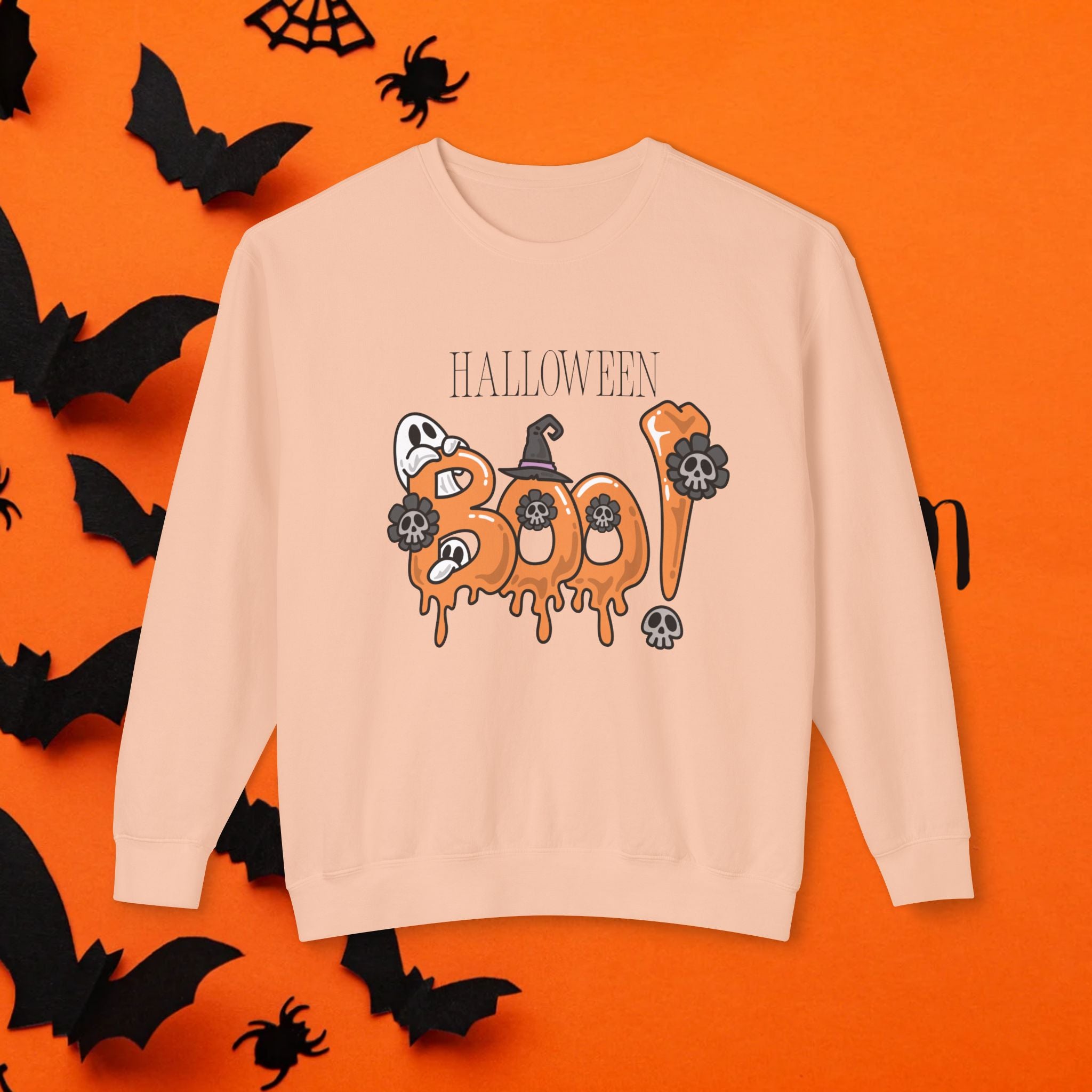 Halloween Boo Crewneck Sweatshirt Unisex Leichtes Sweatshirt für den Herbst