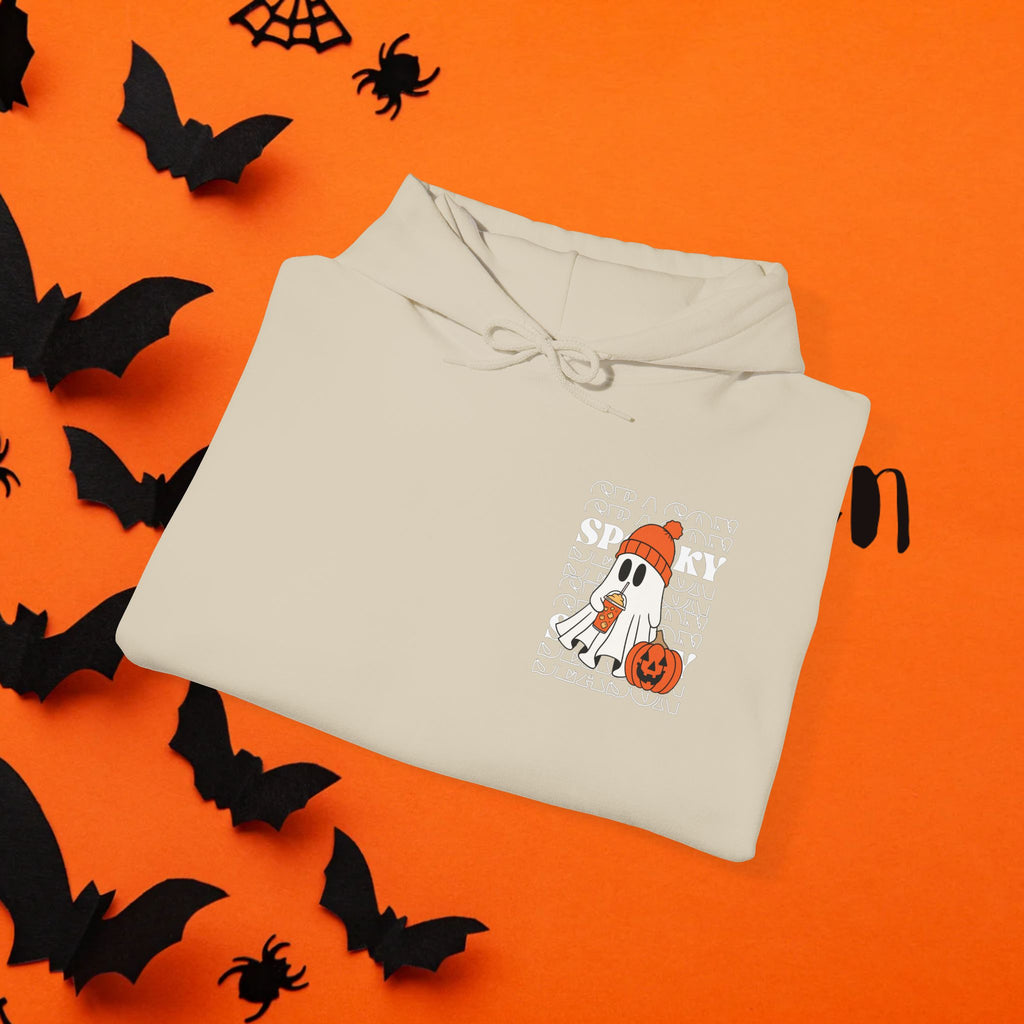 Cozy Ghost-Themed Hoodie for Halloween, Trendy Sweatshirt, Fall Fashion, Trick-or-Treat Wear, Unisex Halloween Apparel