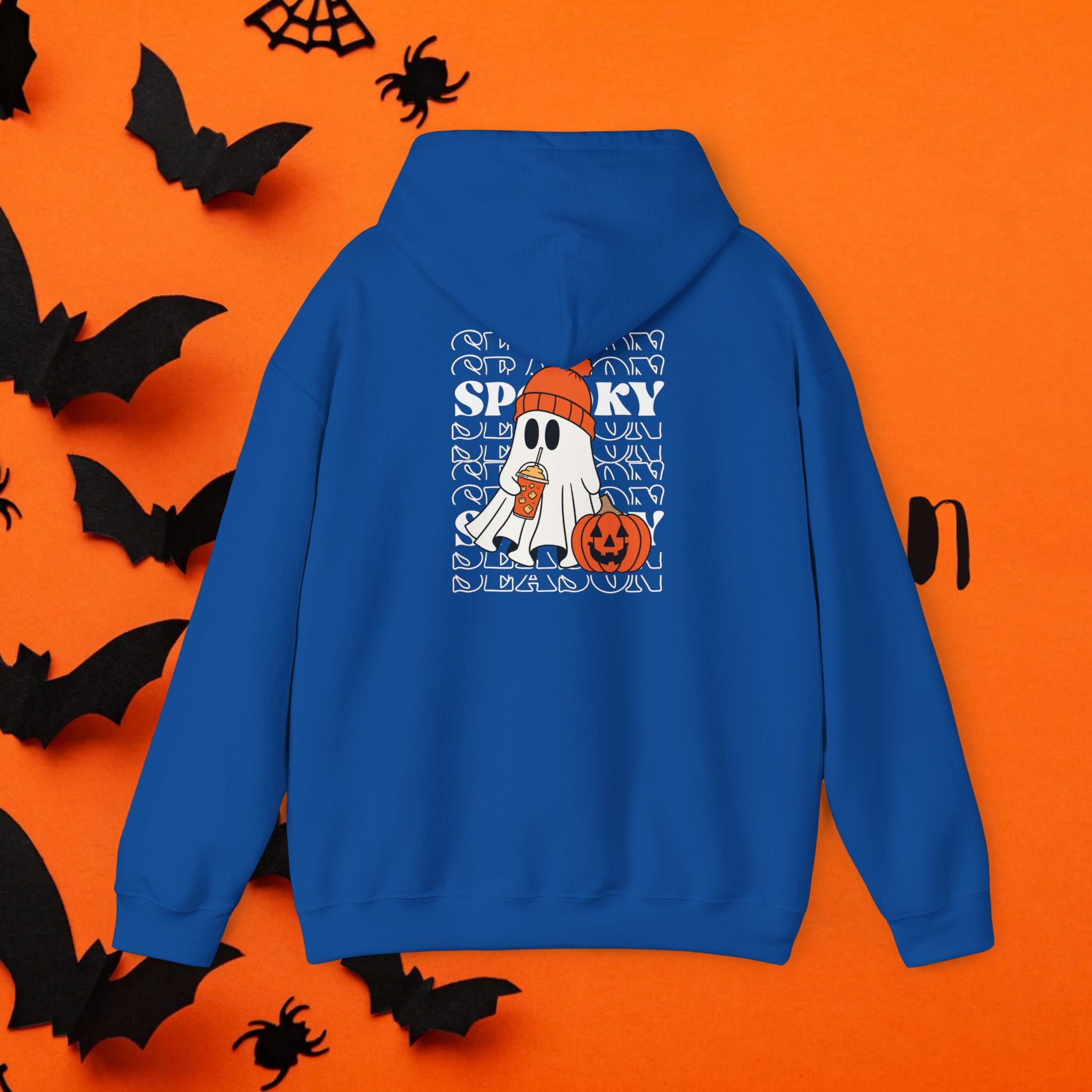 Cozy Ghost-Themed Hoodie for Halloween, Trendy Sweatshirt, Fall Fashion, Trick-or-Treat Wear, Unisex Halloween Apparel