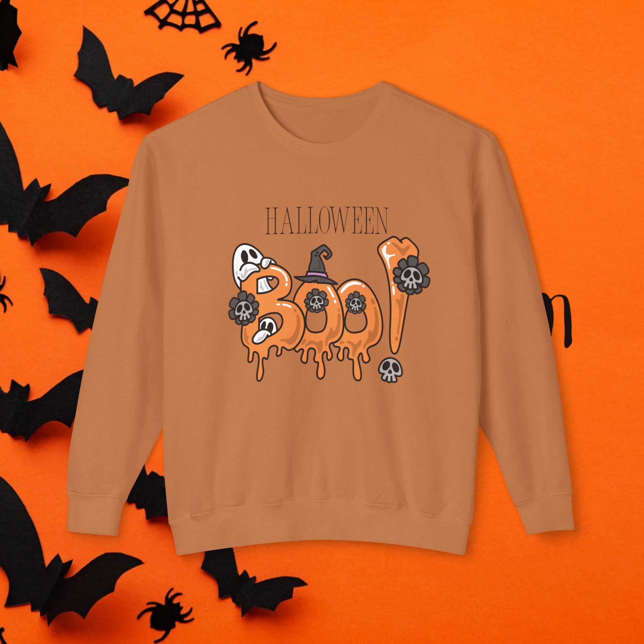 Halloween Boo Crewneck Sweatshirt Unisex Leichtes Sweatshirt für den Herbst