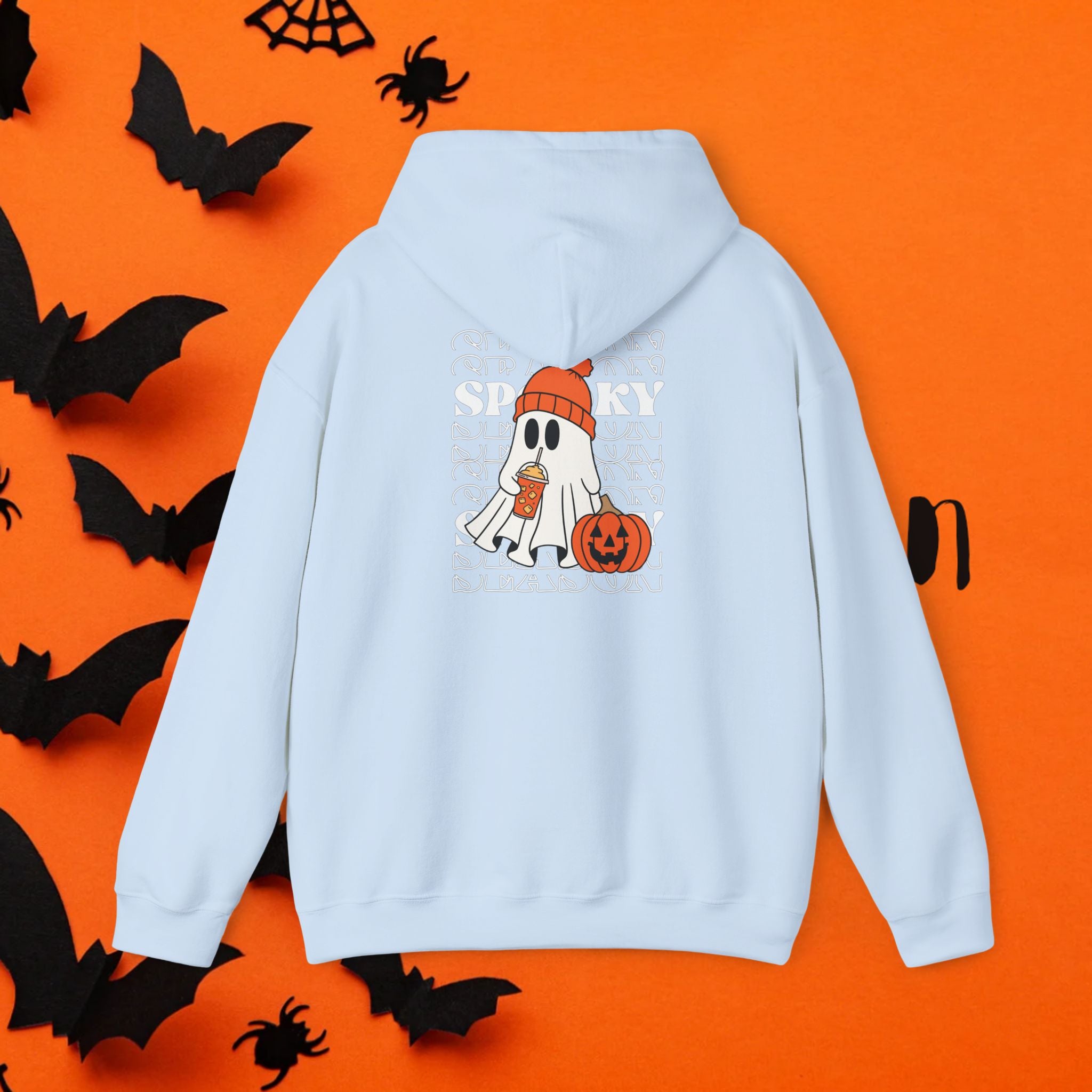 Cozy Ghost-Themed Hoodie for Halloween, Trendy Sweatshirt, Fall Fashion, Trick-or-Treat Wear, Unisex Halloween Apparel