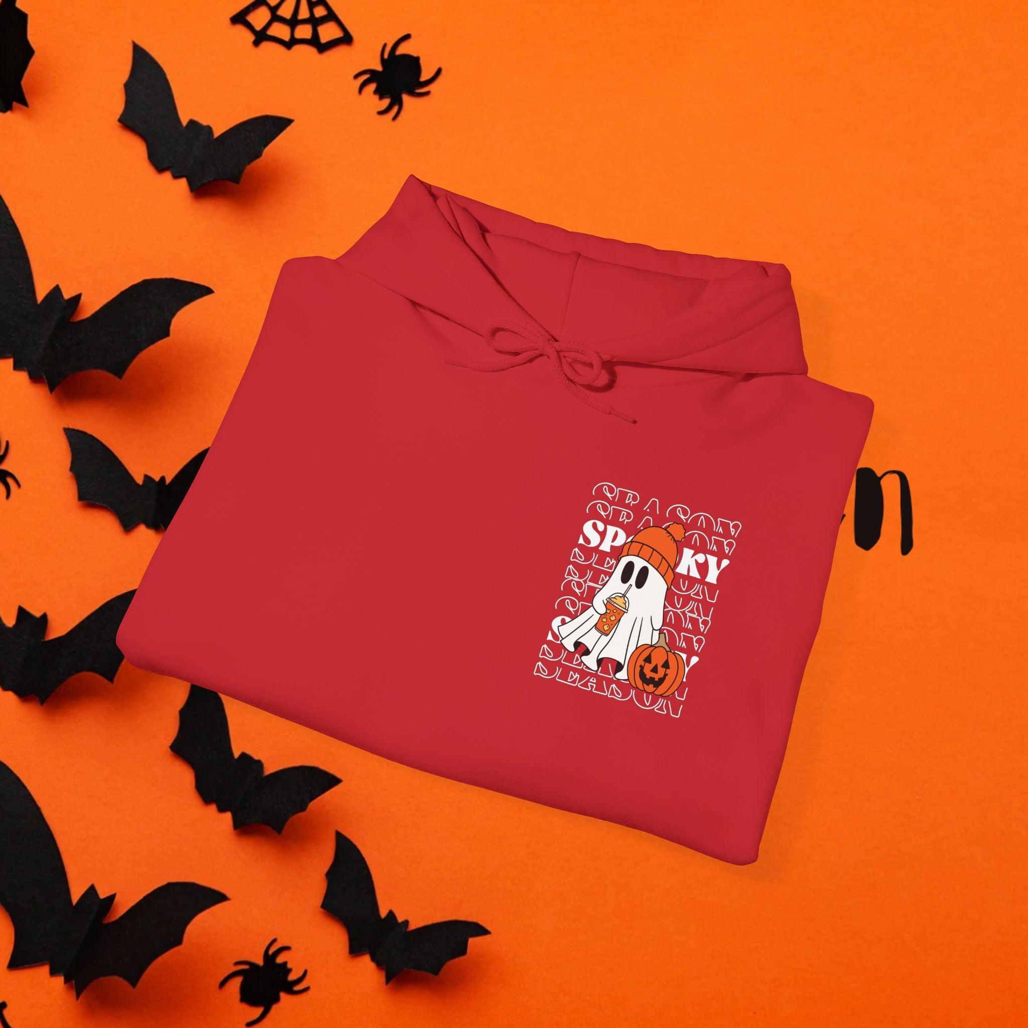 Cozy Ghost-Themed Hoodie for Halloween, Trendy Sweatshirt, Fall Fashion, Trick-or-Treat Wear, Unisex Halloween Apparel