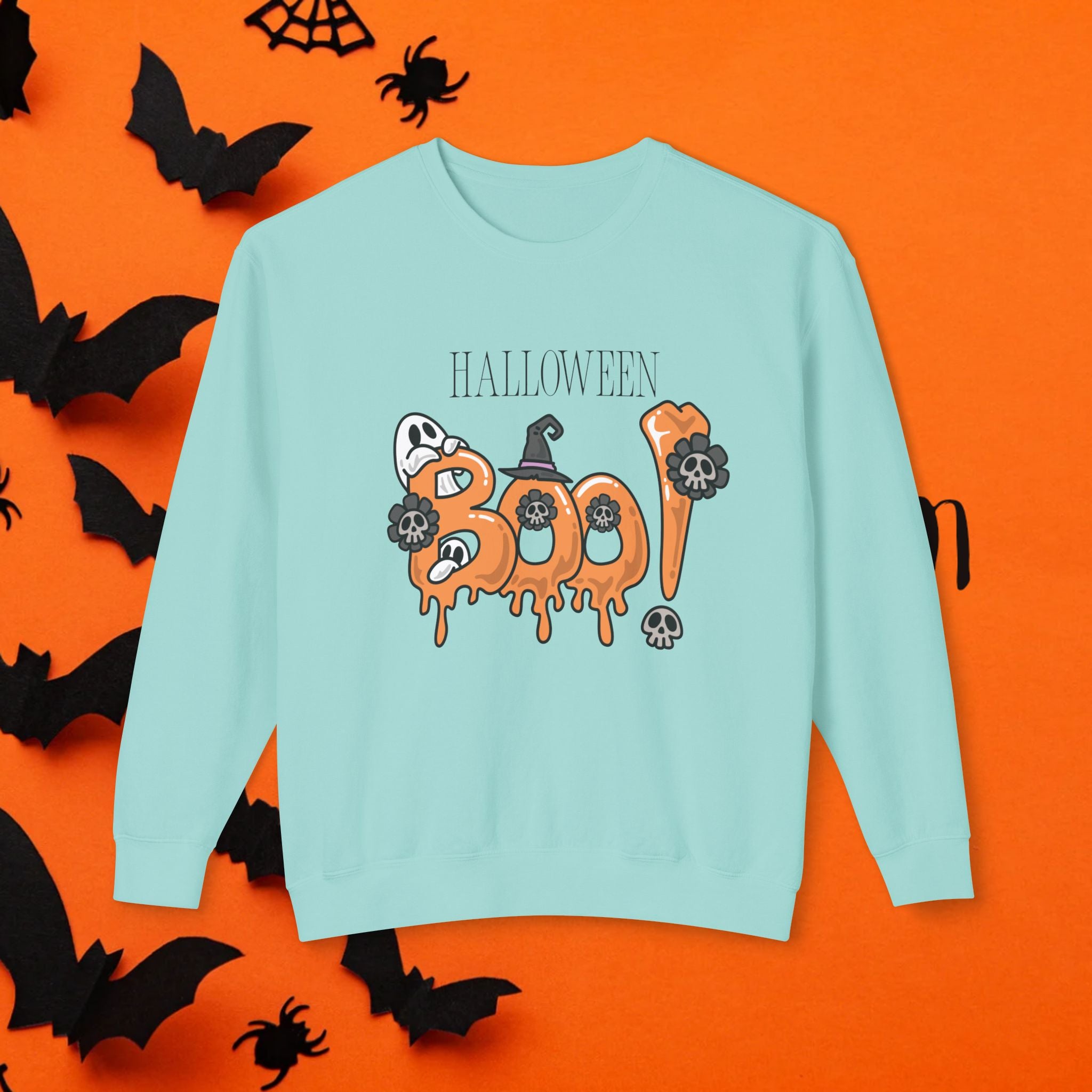 Halloween Boo Crewneck Sweatshirt Unisex Leichtes Sweatshirt für den Herbst